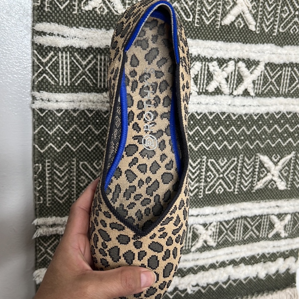Rothy's Leopard Print Flats Red Stripe RARE & DISCONTINUED, Size10.5